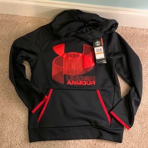 Under Armour Boys size S cold gear hoody with front pocket . Black and red . NWT